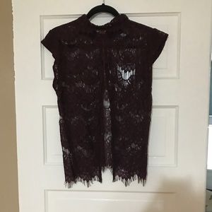 Women's Dark Plum Lace Top